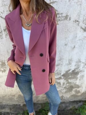 Casual Regular Plain Peaked Lapel Long Sleeve Blazer - Image 4