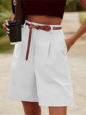 Casual Regular Plain Side Pocket Summer Shorts - Image 11