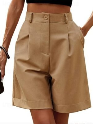 Casual Regular Plain Side Pocket Summer Shorts - Image 4