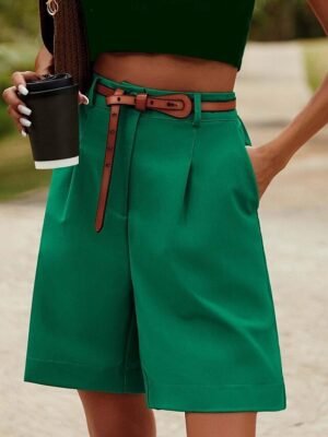 Casual Regular Plain Side Pocket Summer Shorts - Image 5