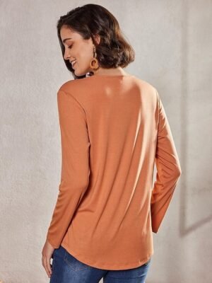 Casual Regular Plain Square Neck Long Sleeve Tops - Image 4