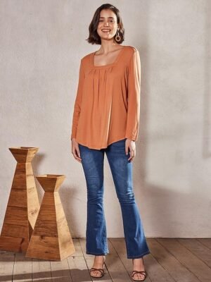 Casual Regular Plain Square Neck Long Sleeve Tops - Image 7