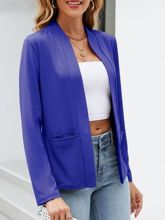 Casual Regular Plain Stand Collar Long Sleeve Blazer - Image 1