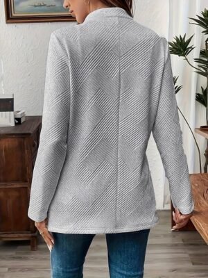 Casual Regular Plain Stand Collar Long Sleeve Blazer - Image 11