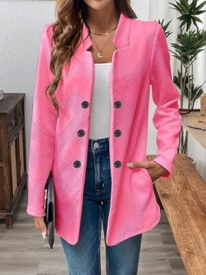 Casual Regular Plain Stand Collar Long Sleeve Blazer - Image 20