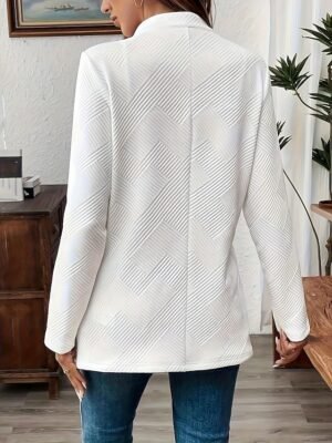 Casual Regular Plain Stand Collar Long Sleeve Blazer - Image 3
