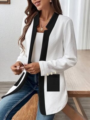 Casual Regular Plain Stand Collar Long Sleeve Jacket - Image 3