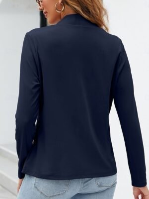 Casual Regular Plain Stand Collar Long Sleeve Blazer - Image 8