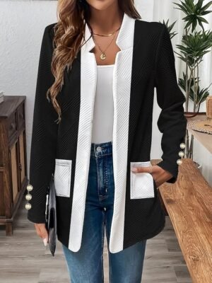 Casual Regular Plain Stand Collar Long Sleeve Jacket - Image 9