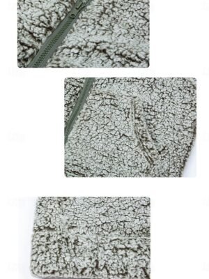 Casual Regular Plain Stand Collar Sleeveless Fleece Vest - Image 3