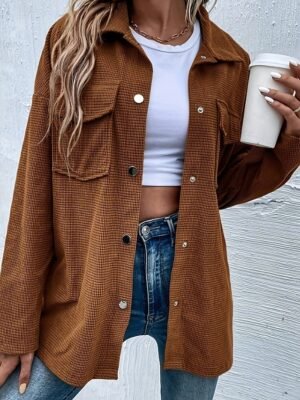 Casual Regular Plain Turndown Long Sleeve Jacket - Image 1