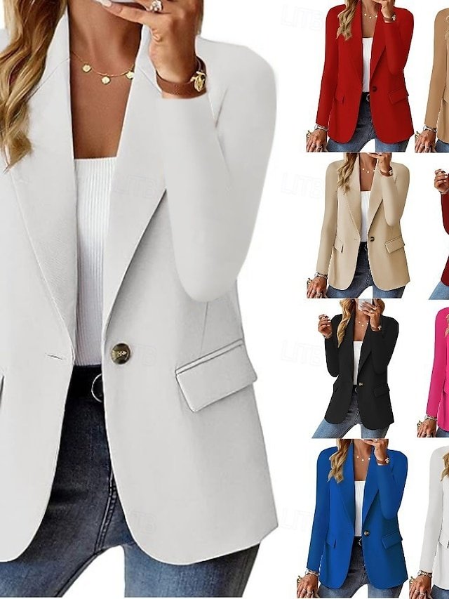Casual Regular Plain Turndown Long Sleeve Blazer - Image 1