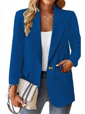 Casual Regular Plain Turndown Long Sleeve Blazer - Image 11