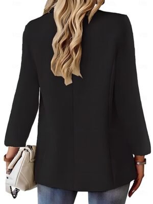 Casual Regular Plain Turndown Long Sleeve Blazer - Image 15