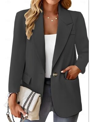 Casual Regular Plain Turndown Long Sleeve Blazer - Image 17