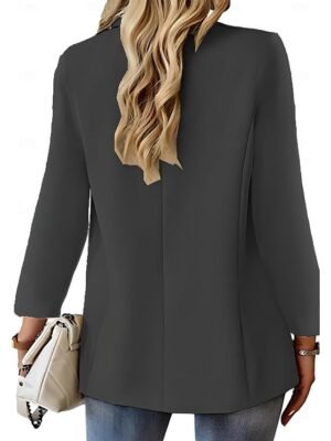 Casual Regular Plain Turndown Long Sleeve Blazer - Image 19