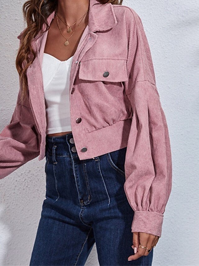 Casual Regular Plain Turndown Long Sleeve Jacket - Image 2