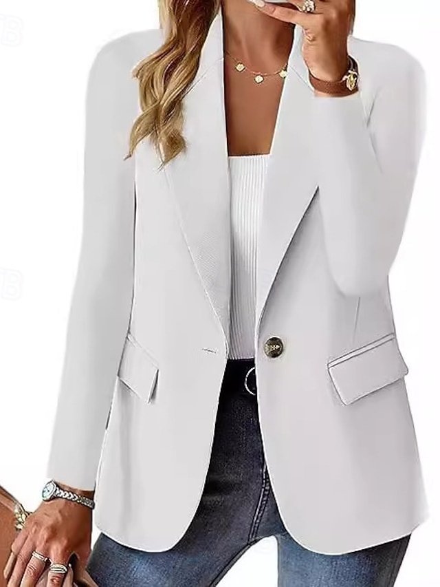 Casual Regular Plain Turndown Long Sleeve Blazer - Image 2
