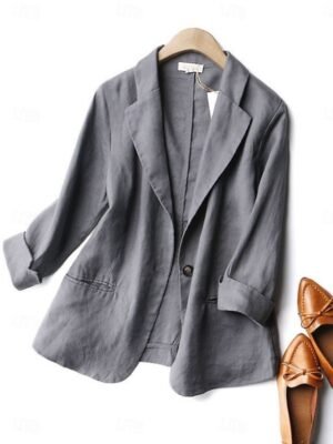 Casual Regular Plain Turndown Long Sleeve Blazer - Image 3