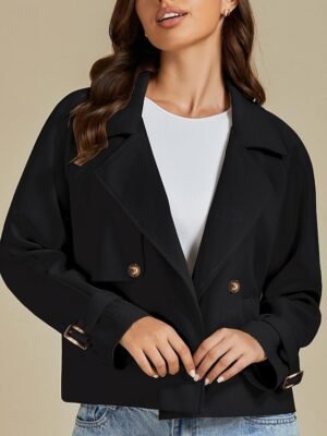 Casual Regular Plain Turndown Long Sleeve Short Jacket - Image 3