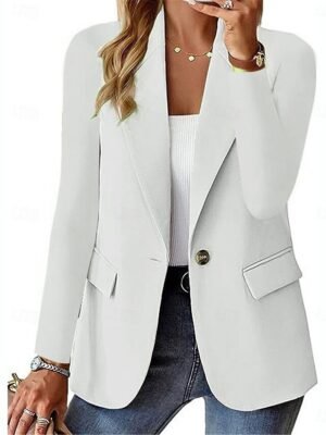 Casual Regular Plain Turndown Long Sleeve Blazer - Image 4