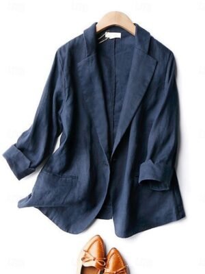 Casual Regular Plain Turndown Long Sleeve Blazer - Image 4