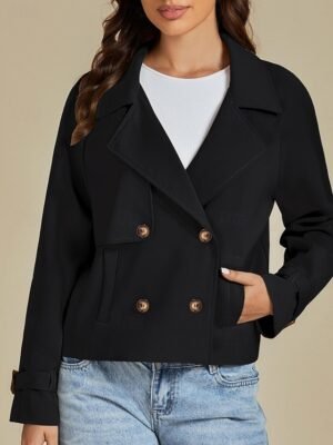 Casual Regular Plain Turndown Long Sleeve Short Jacket - Image 4