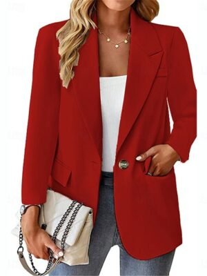 Casual Regular Plain Turndown Long Sleeve Blazer - Image 5