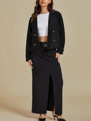 Casual Regular Plain Turndown Long Sleeve Short Jacket - Image 5