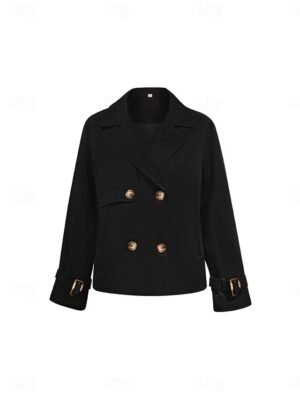 Casual Regular Plain Turndown Long Sleeve Short Jacket - Image 6