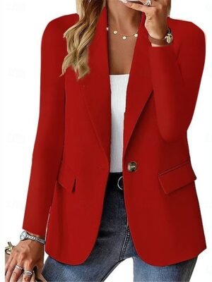 Casual Regular Plain Turndown Long Sleeve Blazer - Image 7