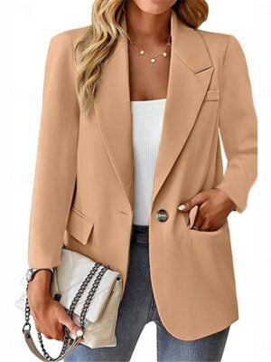 Casual Regular Plain Turndown Long Sleeve Blazer - Image 8