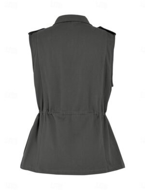 Casual Regular Plain Turndown Sleeveless Vest - Image 3