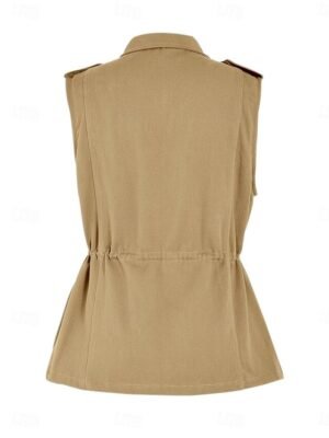 Casual Regular Plain Turndown Sleeveless Vest - Image 5