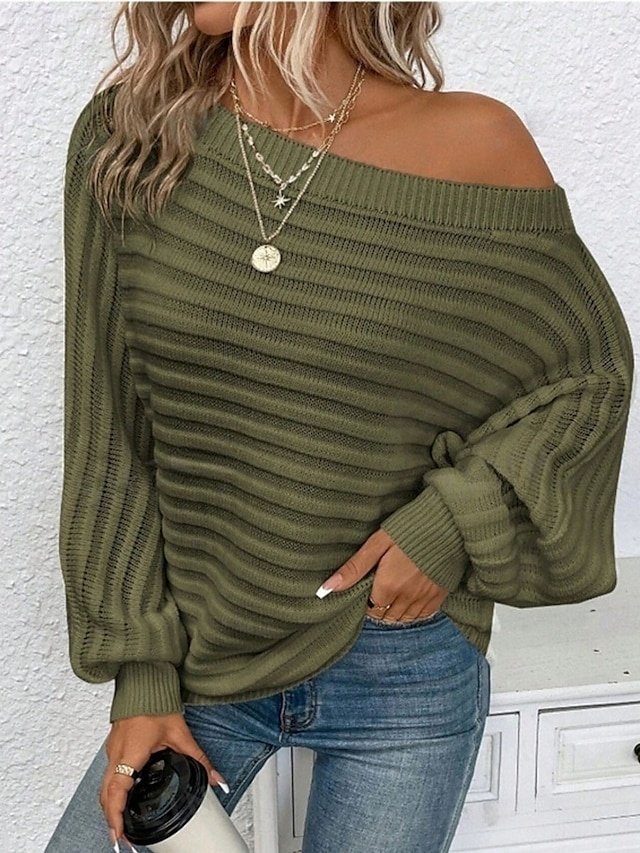 Casual Regular Pure Colour Boat Neck Long Sleeve Top - Image 1