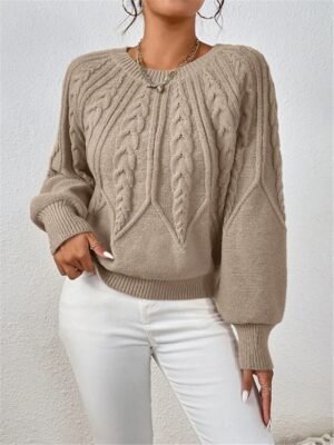 Casual Regular Pure Colour Crew Neck Long Sleeve Knitted Sweater - Image 1