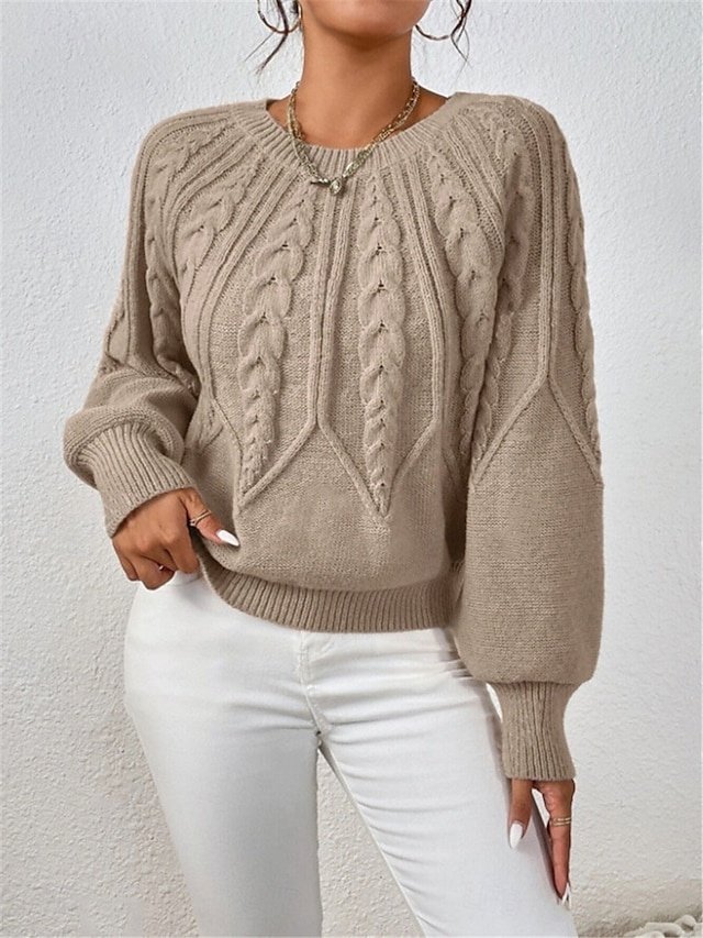 Casual Regular Pure Colour Crew Neck Long Sleeve Knitted Sweater - Image 1