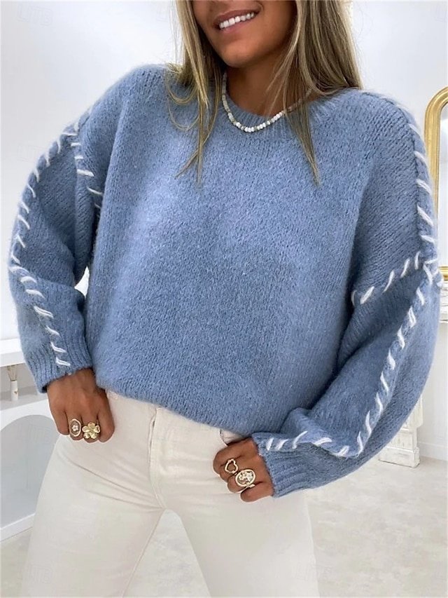 Casual Regular Pure Colour Crew Neck Long Sleeve Sweater - Image 2