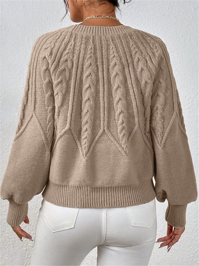 Casual Regular Pure Colour Crew Neck Long Sleeve Knitted Sweater - Image 2