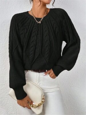 Casual Regular Pure Colour Crew Neck Long Sleeve Knitted Sweater - Image 3
