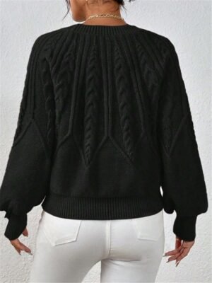 Casual Regular Pure Colour Crew Neck Long Sleeve Knitted Sweater - Image 4