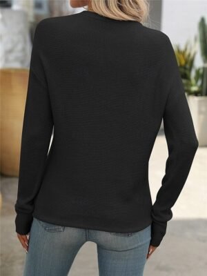 Casual Regular Pure Colour Crew Neck Long Sleeve Knit Jumper - Image 5