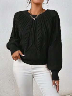 Casual Regular Pure Colour Crew Neck Long Sleeve Knitted Sweater - Image 5