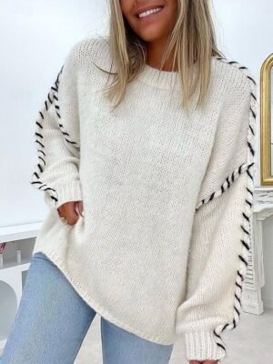 Casual Regular Pure Colour Crew Neck Long Sleeve Sweater - Image 7