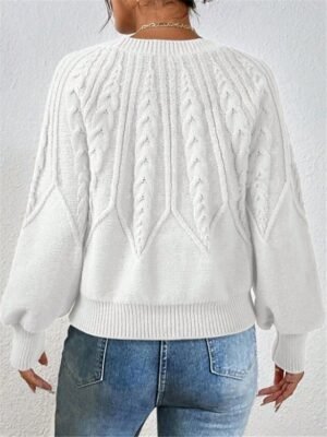 Casual Regular Pure Colour Crew Neck Long Sleeve Knitted Sweater - Image 7