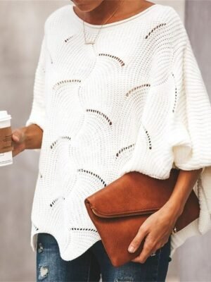 Casual Regular Pure Colour Ribbed Crew Neck Long Sleeve Knit Jumper - Image 5