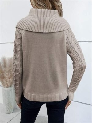 Casual Regular Pure Colour Ribbed Turtleneck Long Sleeve Jumper - Image 2