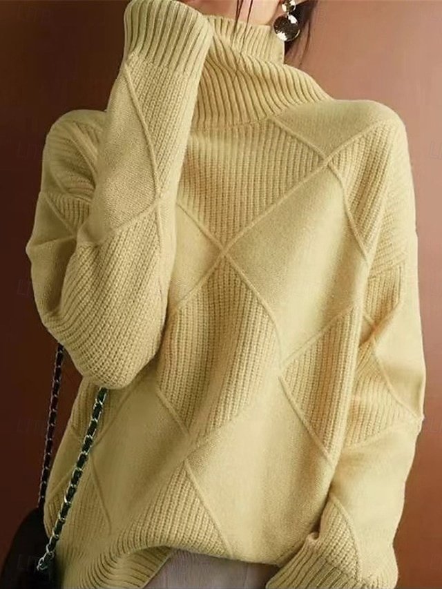 Casual Regular Pure Colour Ribbed Turtleneck Long Sleeve Sweater - Image 2