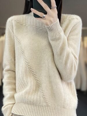 Casual Regular Pure Colour Ribbed Turtleneck Long Sleeve Sweater - Image 3