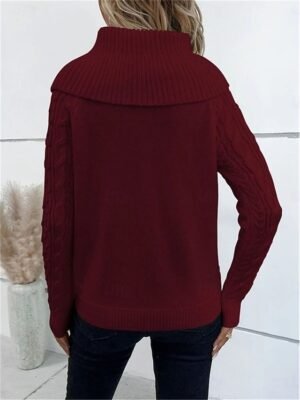 Casual Regular Pure Colour Ribbed Turtleneck Long Sleeve Jumper - Image 6